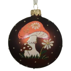 Set di 6 palline di Natale in vetro (D80 mm) Fungo del bosco Marrone
