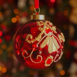 Set di 3 palline di Natale in vetro (D80 mm) Palazzo Rosso
