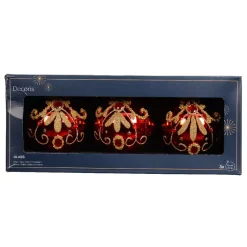 Set di 3 palline di Natale in vetro (D80 mm) Palazzo Rosso