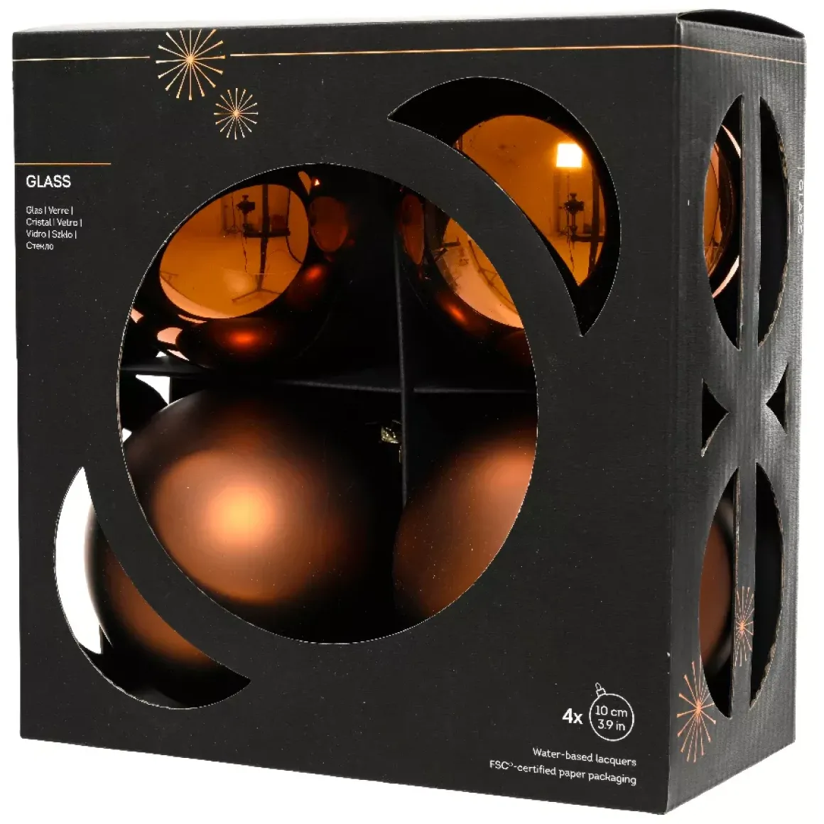 Set di 4 Palline di Natale in vetro (D100 mm) Boreale Marrone caffè
