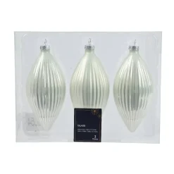 Set di 3 palline di Natale in vetro (D60 mm) Goccia preziosa Bianco