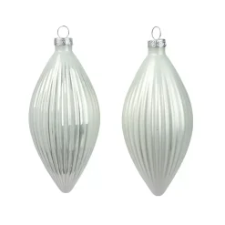 Set di 3 palline di Natale in vetro (D60 mm) Goccia preziosa Bianco