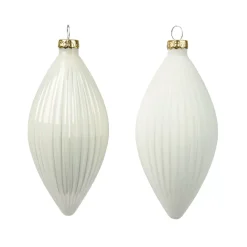 Set di 3 palline di Natale in vetro (D60 mm) Goccia preziosa Bianco lana