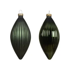 Set di 3 palline di Natale in vetro (D60 mm) Goccia Preziosa Verde Abete