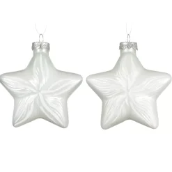 Set di 2 pendenti in vetro (H10 cm) Stelle Celesti Bianco