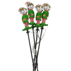 Set di 4 picchetti da giardino solari (H40 cm) Folletto buffone luminoso Bianco caldo