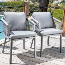 Discount Set di 2 poltrone da giardino Amalfi Grigio Sedie Da Giardino