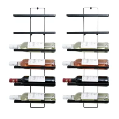 Set di 2 portabottiglie da parete metallo 12 scompartimenti (Alt 139 cm) Léo Nero