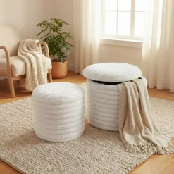 Hot Set di 2 pouf (H 32 e 42 cm) Velmo Pouf, Sgabelli, Bar|Pouf, Sgabelli