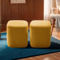 Outlet Set di 2 pouf in velluto (H38 cm) Shan Pouf, Sgabelli, Bar|Pouf, Sgabelli