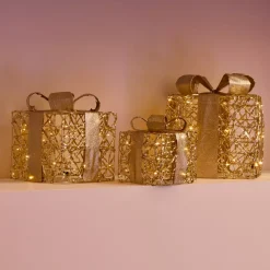 Set di 3 regali luminosi a pile 30 LED (H30 cm) Féerie Oro e Bianco caldo