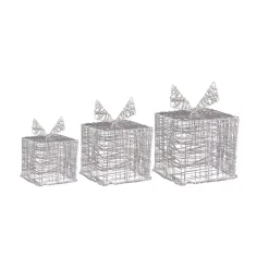Set di 3 regali luminosi 90 LED (20 cm) Santa Bianco caldo