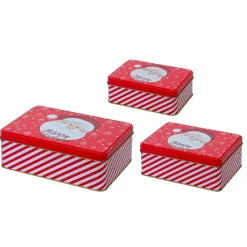 Set di 3 scatole in metallo Babbo Natale (H13 cm) Rosso e bianco