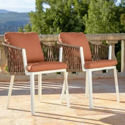 Hot Set di 2 sedie da giardino in alluminio Amalfi Bianco e Sedie Da Giardino
