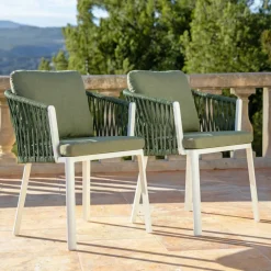 Hot Set di 2 sedie da giardino in alluminio Amalfi Bianco e Sedie Da Giardino