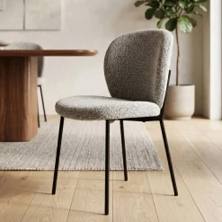 Set di 2 sedie da pranzo in bouclé (seduta 48,5 cm) Isla Grigio chiaro