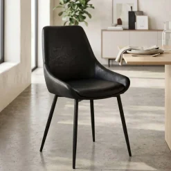 Set di 2 sedie da pranzo in similpelle (seduta 47 cm) Juno Nero
