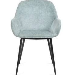 Set di 2 sedie da pranzo in tessuto chenille (seduta 48 cm) Zola Blu celadon