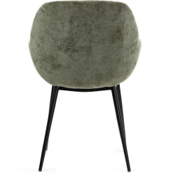 Set di 2 sedie da pranzo in tessuto di velluto (seduta 48 cm) Zola Verde cachi