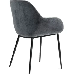 Set di 2 sedie da pranzo in tessuto chenille (seduta 48 cm) Zola Grigio scuro