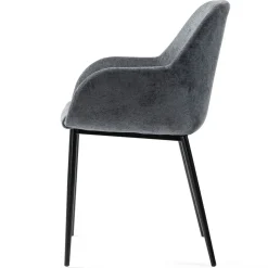 Set di 2 sedie da pranzo in tessuto chenille (seduta 48 cm) Zola Grigio scuro