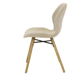 Set di 2 sedie da pranzo in tessuto testurizzato (seduta 46 cm) Malika Beige Sabbia