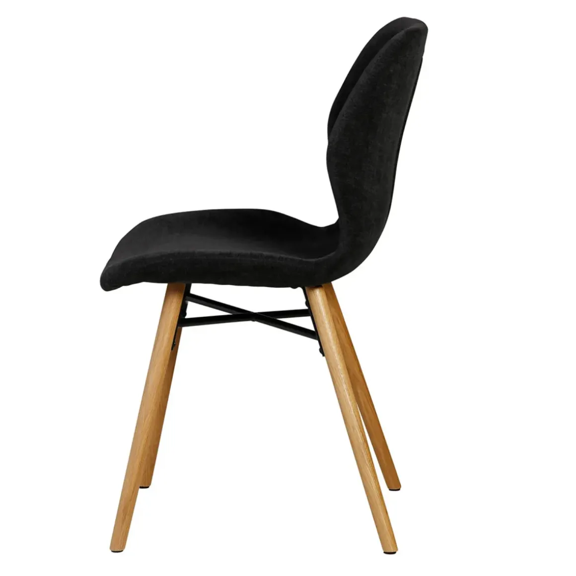 Set di 2 sedie da pranzo in tessuto testurizzato (seduta 46 cm) Malika Nero