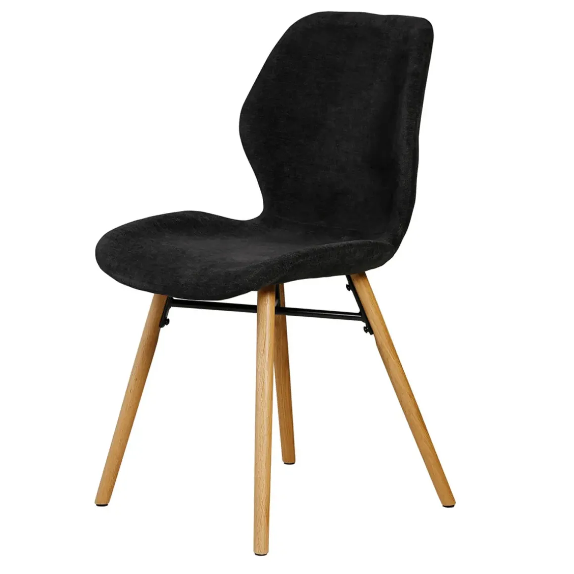 Set di 2 sedie da pranzo in tessuto testurizzato (seduta 46 cm) Malika Nero