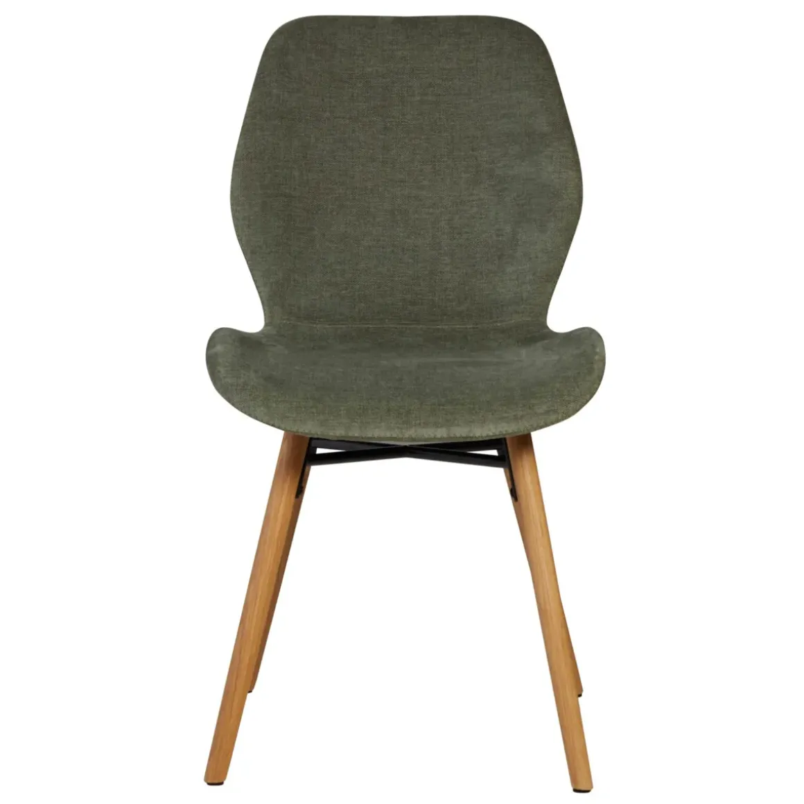 Set di 2 sedie da pranzo in tessuto testurizzato (seduta 46 cm) Malika Verde bottiglia