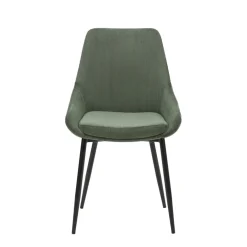 Set di 2 sedie da pranzo in velluto a coste (seduta 47 cm) Juno Verde cachi