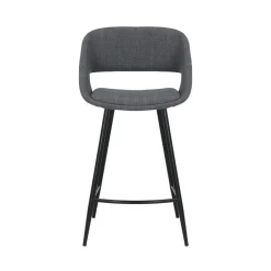 Set di 2 sedie per isola centrale con schienale in tessuto (seduta 68cm) Kosmo Grigio scuro