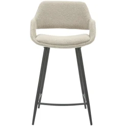 Set di 2 sedie per isola centrale con schienale in bouclé (seduta 65 cm) Soho Grigio chiaro