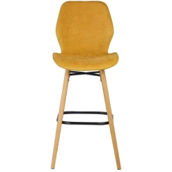Set di 2 sedie per isola centrale con schienale in tessuto (Altezza seduta 65cm) Malika Giallo senape