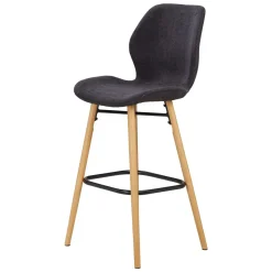 Set di 2 sedie per isola centrale con schienale in tessuto (Altezza seduta 65 cm) Malika Nero