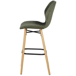 Set di 2 sedie per isola centrale con schienale in tessuto (Altezza seduta 65 cm) Malika Verde bottiglia