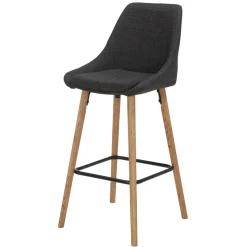 Set di 2 sedie per isola centrale con schienale in tessuto (Altezza seduta 67cm) Juno Grigio antracite gambe in quercia