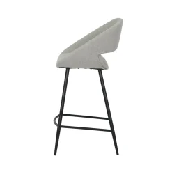 Set di 2 sedie per isola centrale con schienale in tessuto (seduta 68cm) Kosmo Ecru