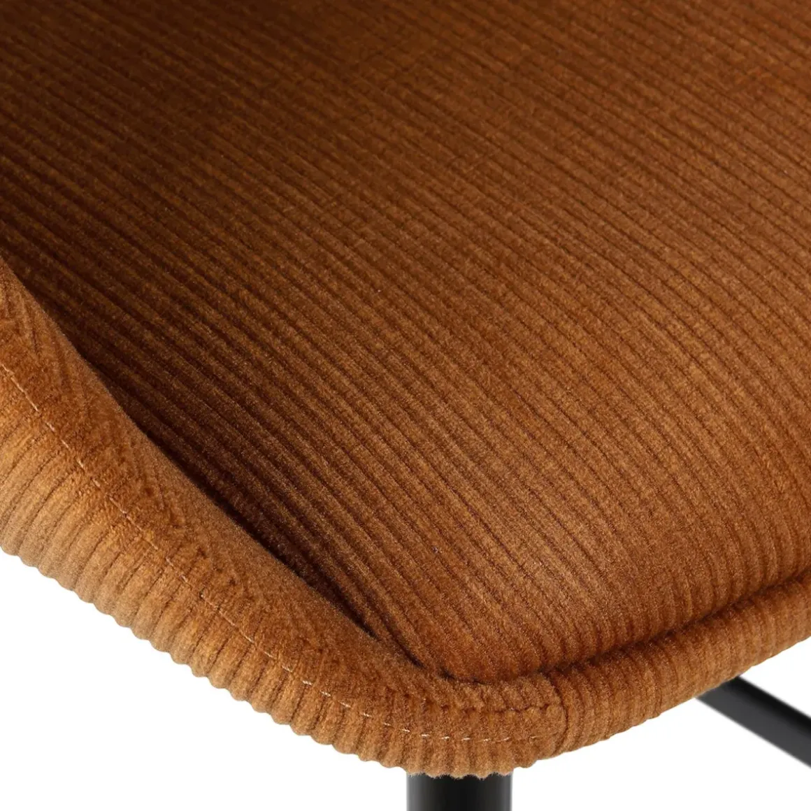 Set di 2 sedie per isola centrale con schienale in velluto a coste (Altezza seduta 68cm) Kosmo Cognac