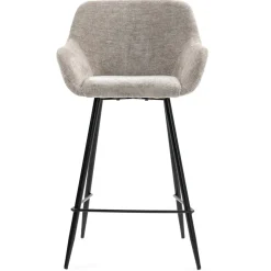 Set di 2 sedie per isola centrale con schienale in tessuto chenille (Altezza seduta 65cm) Zola Tortora