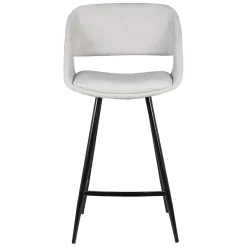 Set di 2 sedie per isola centrale con schienale in velluto a coste (Altezza seduta 68cm) Kosmo Ecru