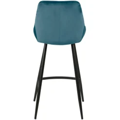 Set di 2 sgabelli da bar con schienale in velluto (Altezza seduta 75cm) Juno Blu scuro