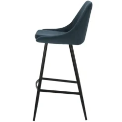 Set di 2 sgabelli da bar con schienale in velluto a coste (Altezza seduta 75cm) Juno Blu scuro