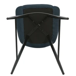 Set di 2 sgabelli da bar con schienale in velluto a coste (Altezza seduta 75cm) Juno Blu scuro
