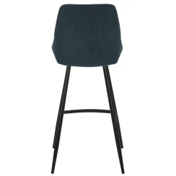 Set di 2 sgabelli da bar con schienale in velluto a coste (Altezza seduta 75cm) Juno Blu scuro