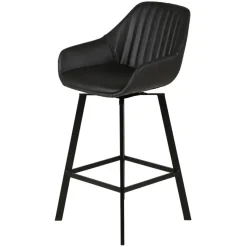 Set di 2 sgabelli per isola centrale girevoli con schienale in similpelle (Altezza seduta 65cm) Zila Nero