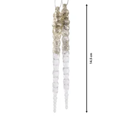Set di 2 stalattiti da appendere (H14 cm) Ghiaccio Trasparente dorato