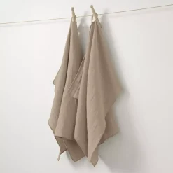 Clearance Set di 2 strofinacci garza di cotone (50 x 70 cm) Gaïa Marrone Accessori Cucina