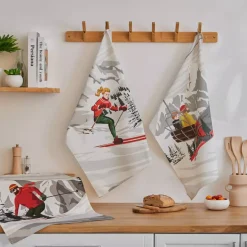 Best Set di 3 strofinacci in cotone (50 x 70 cm) Skis Accessori Cucina