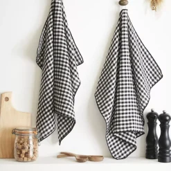 Sale Set di 2 strofinacci in garza di cotone (50 x 70 cm) Gaïa vichy Nero Accessori Cucina