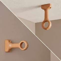 Online Set di 2 supporti fissi per asta legno (L115 / D28 mm) Nils Verniciato Tende : Bastoni, Aste E Supporti|Asta A Soffitto